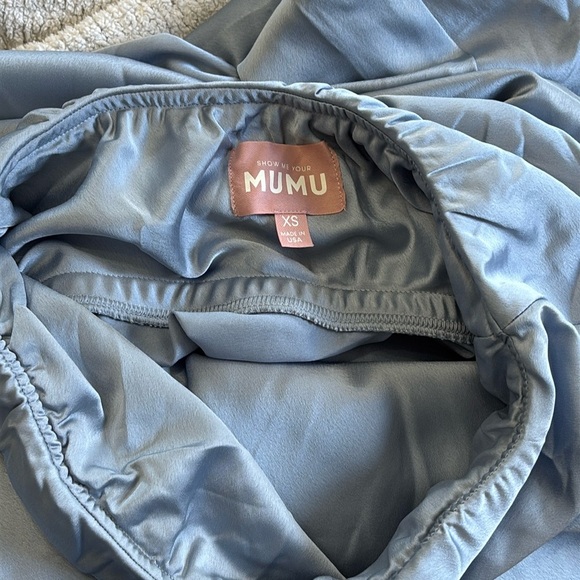 NWOT Show Me Your Mumu Taylor Tube Maxi Dress in Steel Blue Luxe Satin - Picture 7 of 8